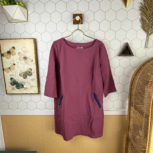 Betabrand Mauve Plum 3/4 Sleeve Half-Day Shift Dress - Size - XL - Image 2