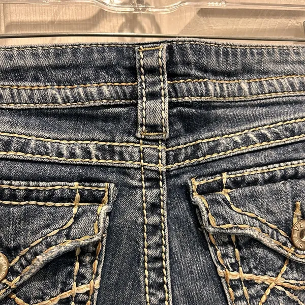 Silver Jeans Pioneer Distressed Bootcut Dark Wash Denim W30 L28 Y2k Boho‎ Grunge - Image 10