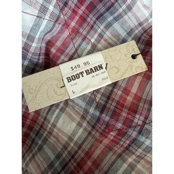 Ariat Women's L Cher Plaid Snap Western Shirt Studded Red Gray NWT - Image 9