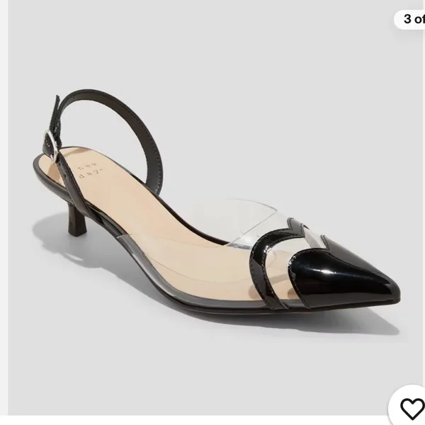 a new day Eleanor Glossy Black Heels perspects with heart toe size 6 - Image 2