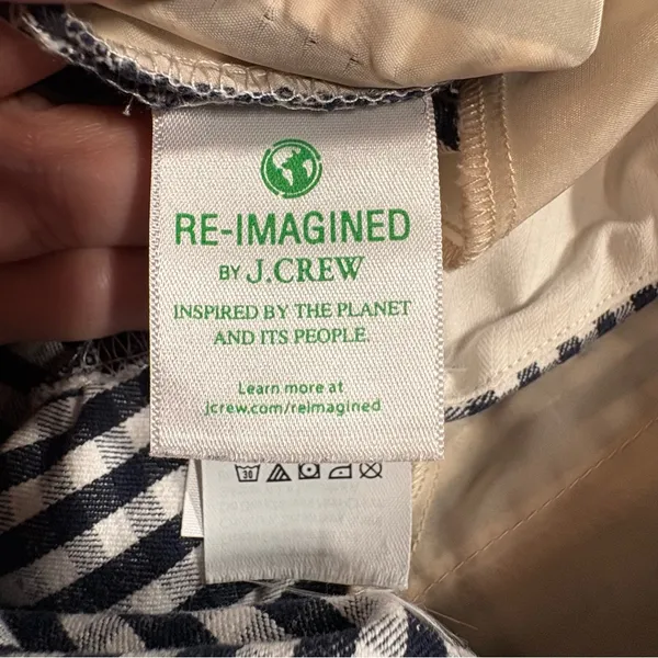 J. Crew Women’s Cameron Crop Pants Sz 6 Navy White Gingham Plaid Stretch‎ Preppy - Image 6