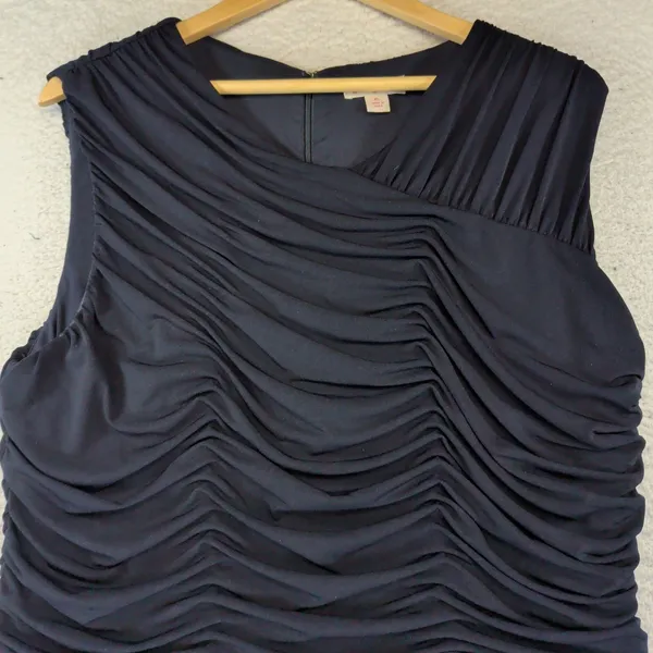 Brooks Brothers Red Fleece Navy Blue Ruched Sleeveless Jersey Dress XL - Image 3