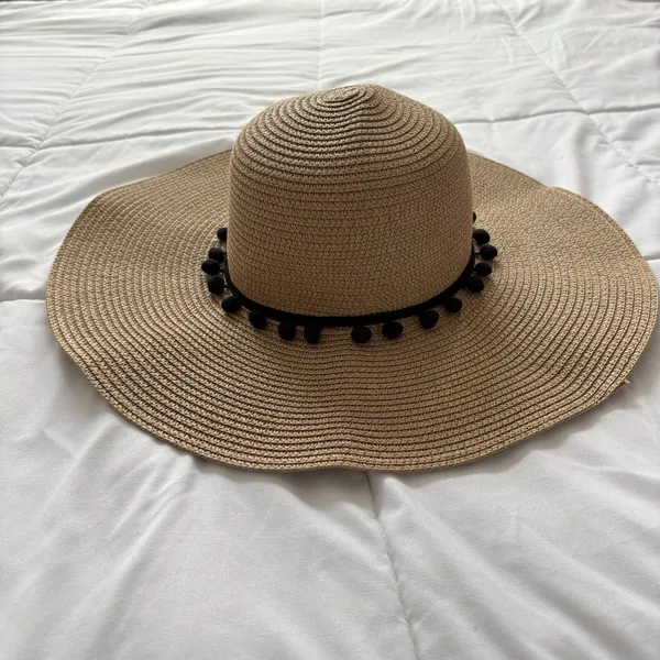 Kentucky Derby Church Tea Party Wide Brim Straw Hat Black Beige Straw‎ Feminine - Image 3