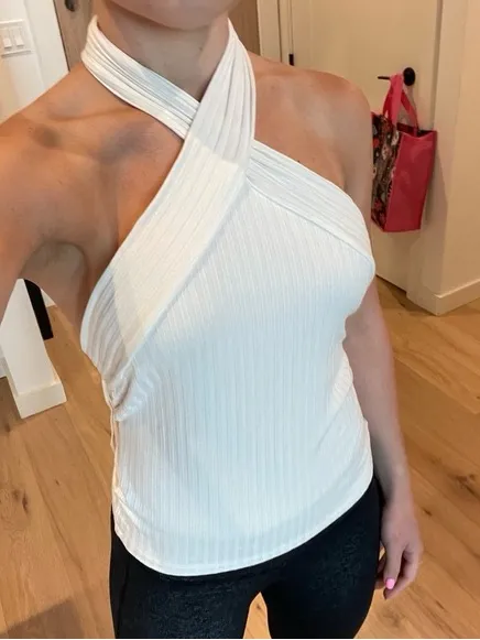 Anthropologie Ribbed Halter Top open deep low back knit sleeveless - Image 7
