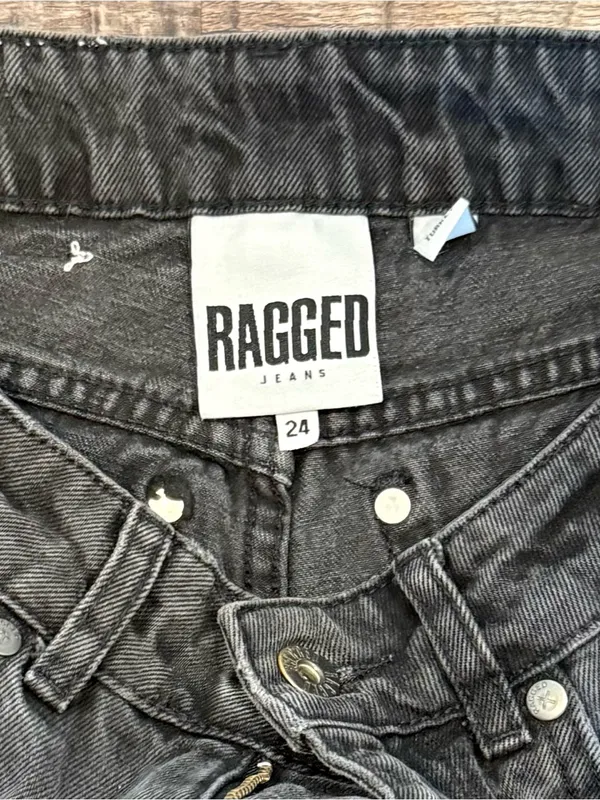The Ragged Priest Black Washed High Waisted Wide Leg Jeans 24 Grunge Rock Goth - Image 3
