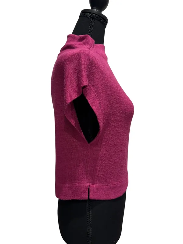 Anthropologie Pink Short Sleeve Knit Top XS - Image 3