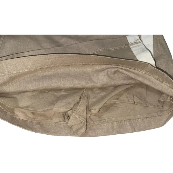 Abercrombie & Fitch Tan White Linen Wrap Mini Skort Mini Skirt Womens Size Small - Image 5