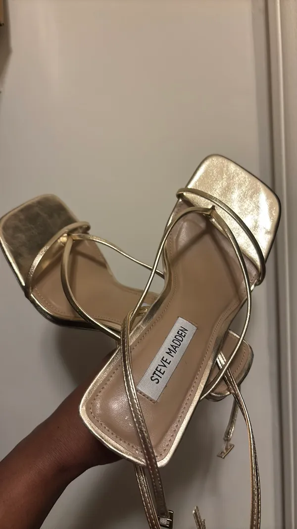 Sandals Steve Madden Gold Strappy Square Toe 👡 - Image 9