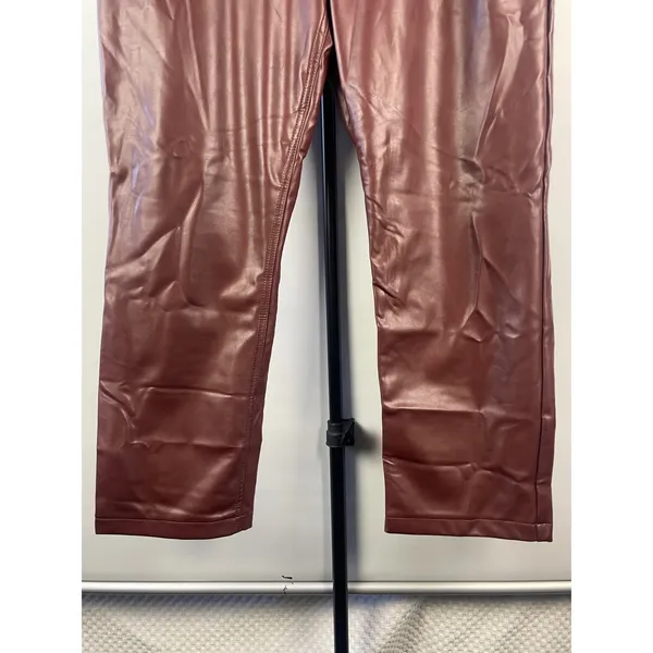 Abercrombie & Fitch 90s Straight Ultra High Rise Vegan Leather Pants Brown 33 - Image 5