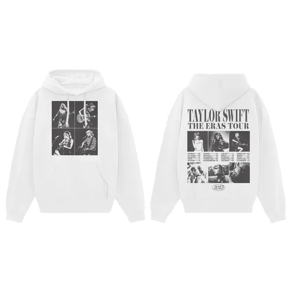 Taylor Swift The Eras Tour Collage White Hoodie - Image 2