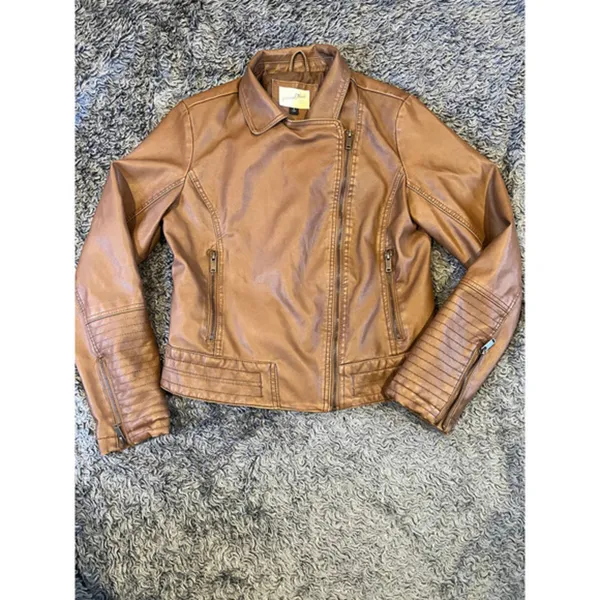 Universal Threads Brown Faux Leather Jacket‎ Women’s Size Medium - Image 3