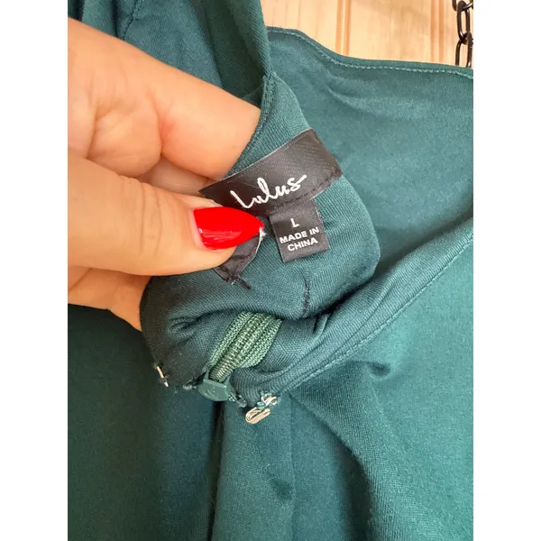 NWOT Lulus Baby, You're The One Dark Green Sleeveless Bodycon Midi Dress Party L - Image 6