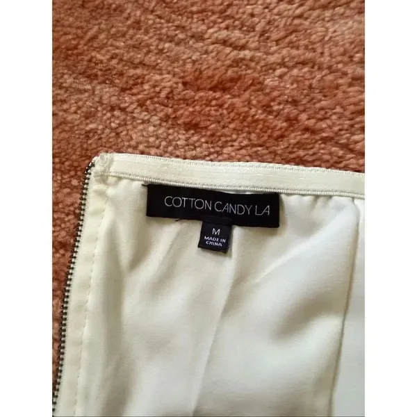 Cotton Candy LA Faux Leather Corset Top Strapless Ivory Cream Bustier M - Image 3