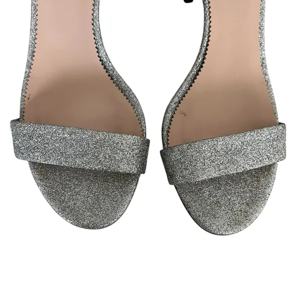 J. Crew D'orsay Sandals Silver Glitter Satin Bow Size 9M Chic Statement Heels - Image 7