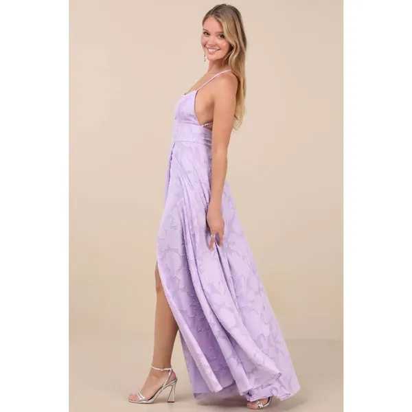 NWT Lulus Let There Be Romance Lavender Burnout Floral Maxi Dress Gala Size M - Image 9
