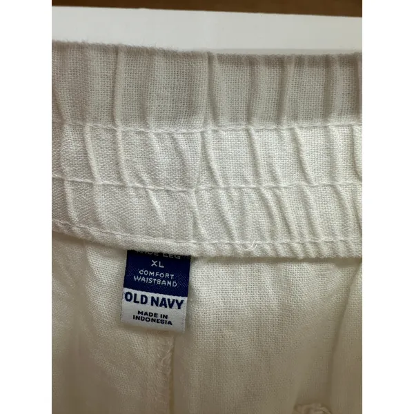 Old Navy Womens White Wide Leg High‎ Rise Linen Blend Pants Size XL Stretch Pull - Image 6