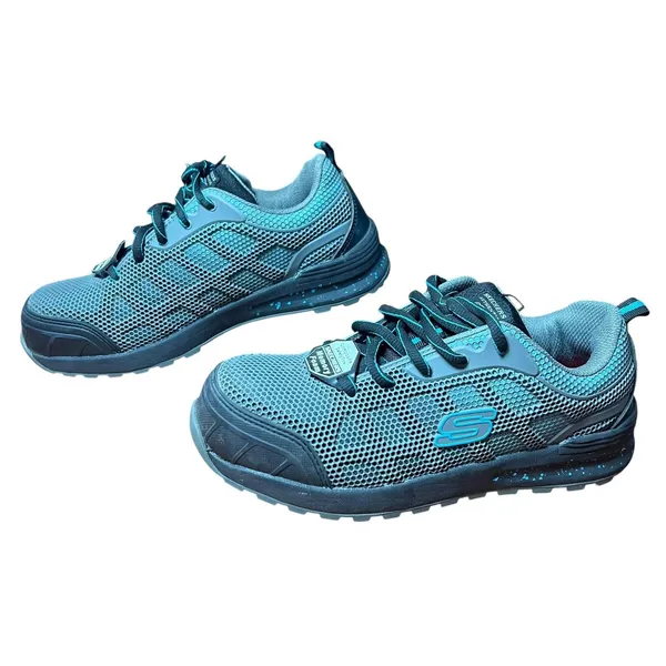 Skechers Work Shoes Womens Size 7 Blue Gray Composite Safety Toe Memory Foam PPE - Image 2