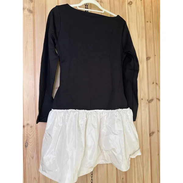 NWT J. CREW Bubble-hem Colorblock Mixy Dress Black White Boat Neck Mini Size M - Image 6