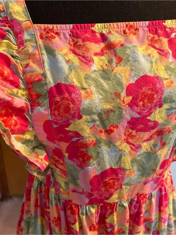 Peyton & Parker pink floral tiered maxi dress tie back design open back ruffle L - Image 5