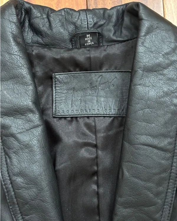 Jacqueline Ferrar Black Leather Trench Coat – Made in Korea - Image 4