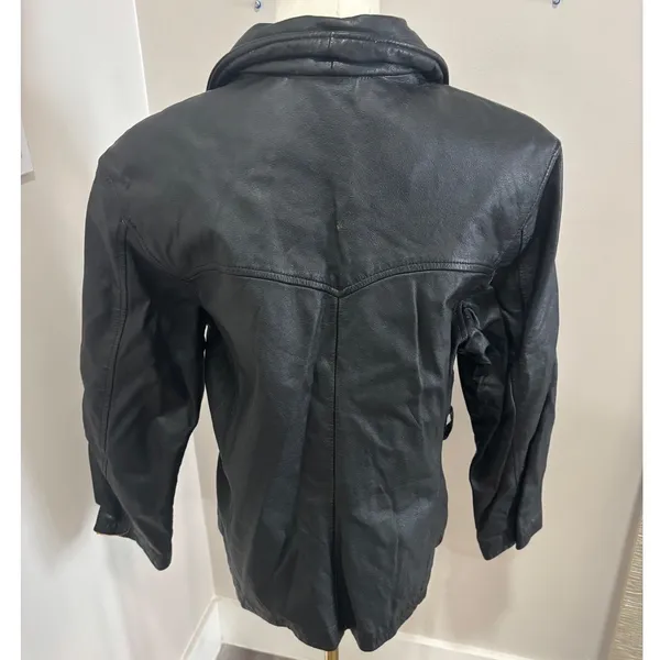 Wilsons The Leather Experts Black Leather Zip Front Jacket Womens‎ Large L - Image 4