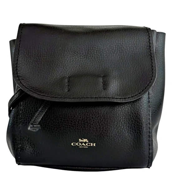 COACH Black Pebbled Leather Derby Backpack F1821 F59819 Daypack - Image 2