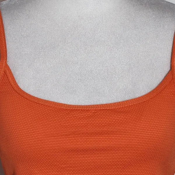 Aerie Orange Cropped Bikini Top NWT Size Medium Orange Textured Swim Top - Image 4