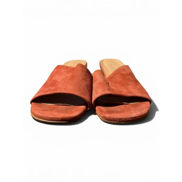Anthropologie Rust Suede Block Heel Mule Sandals EU 37 US 6 Minimal Spain - Image 7