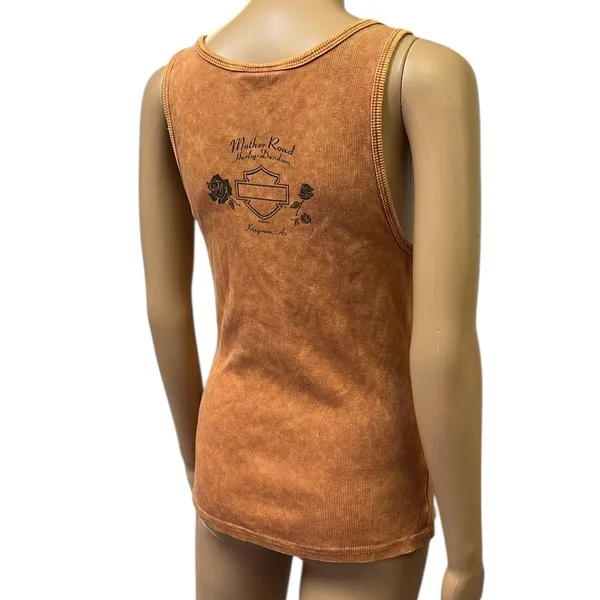 Harley Davidson Motorcycles Cotton Mother Road Tank Top Orange Stone Washed XL - Image 7
