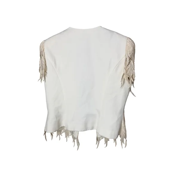 Cachet Womens Cream 2 Piece Dress and Textured Leaf Fringe Jacket Set Size‎ 16 - Image 10