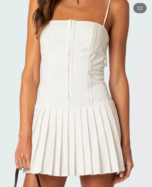 White pleated dress - Image 2