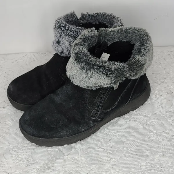 Khombu Jessica suede leather faux fur black ankle booties boots sz 7 - Image 4