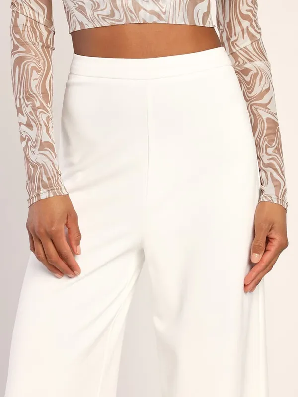 Lulus White Wide Leg Get Dressed Up Lined Pants NWT Size Small - Image 3