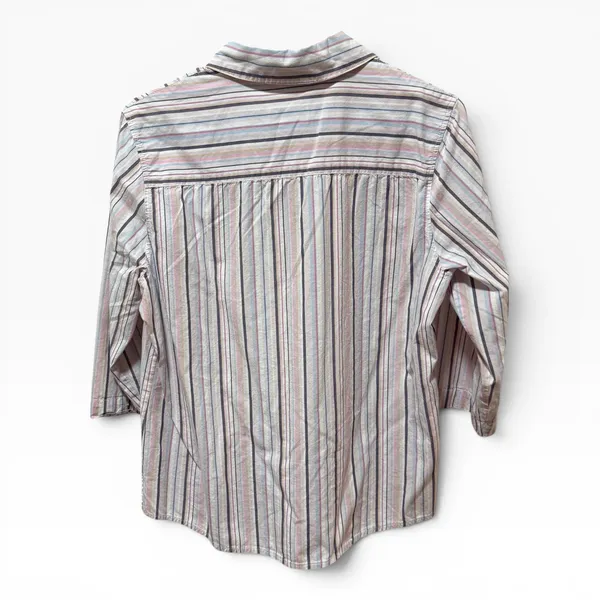 Orvis Button Down Shirt Womens 10 Pink Multi Stripe Excellent‎ 3/4 Sleeve Cotton - Image 4