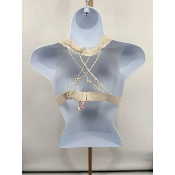 PINK Victoria's Secret Halter Lace Bralette Ivory Strappy Size M - Image 6