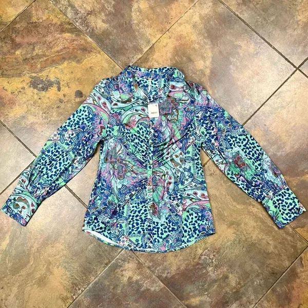 NWT Free People Paisley Animal Print Long Sleeve Button Down Large - Image 7