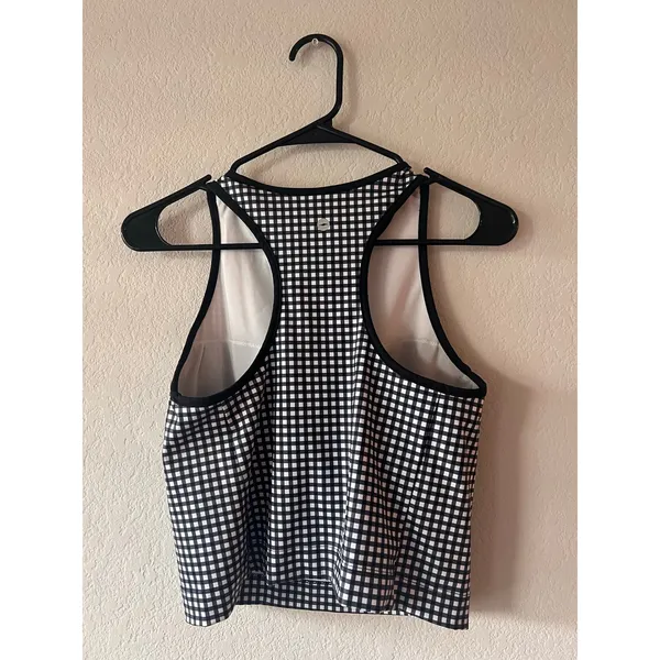 AVIA Gingham Court Bra Tank Top Black White Racerback - Image 3