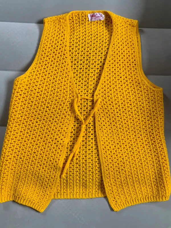 Bright And Cheerful Yellow Lace Front Sweater Vest - Image 3