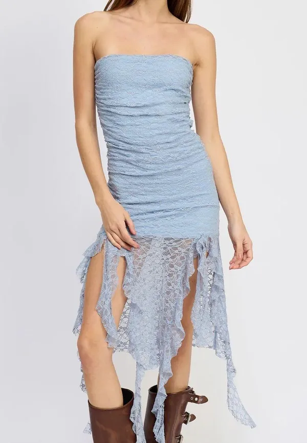 Blue Lace Dress Size M - Image 3