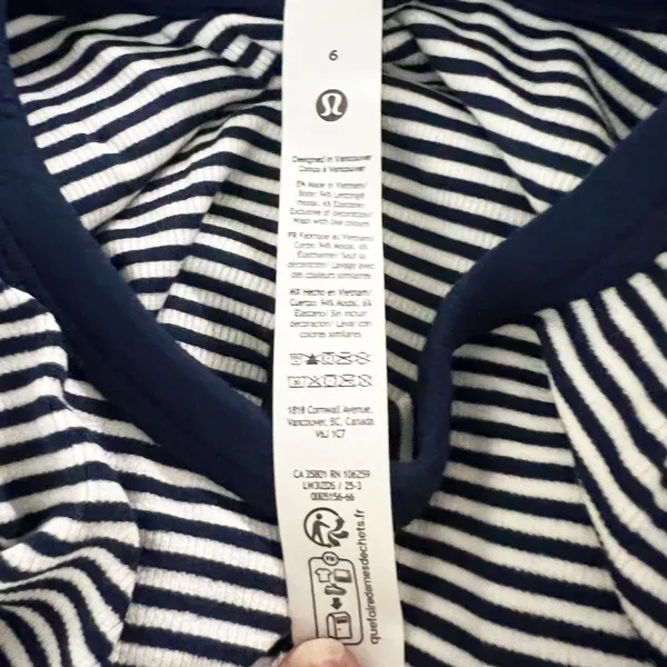 Lululemon Women's Hold Tight Long-Sleeve Shirt Minute Stripe White Club Blue 6 - Image 2