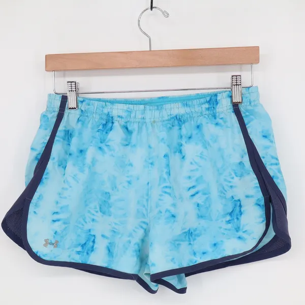 Under Armour Shorts Womens SM HeatGear Fitted Blue Tie Dye Athletic Good - Image 3