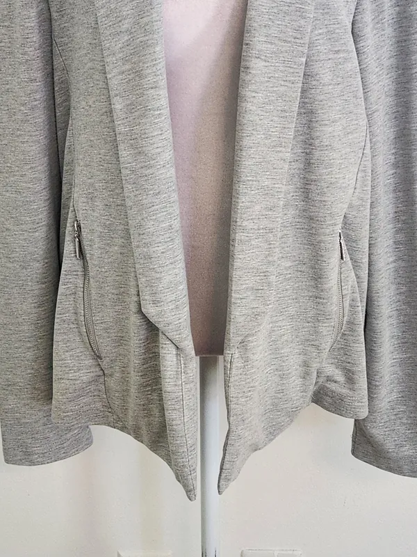 Lemon Tart Heather Gray Open Front Knit Cardigan Size Large - Image 3