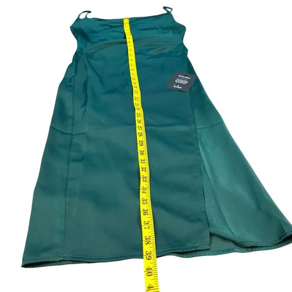 NWT - Lulus Bonafide Babe Emerald Satin Sleeveless Ruched Midi Dress!- Size S - Image 11