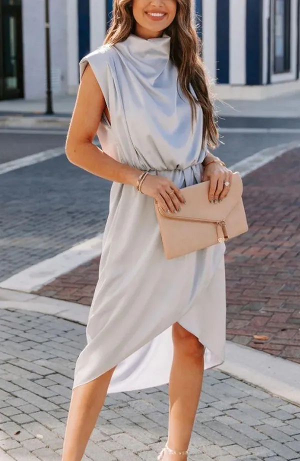 VICI | Silesia Satin Cowl Neck Dress - Image 3