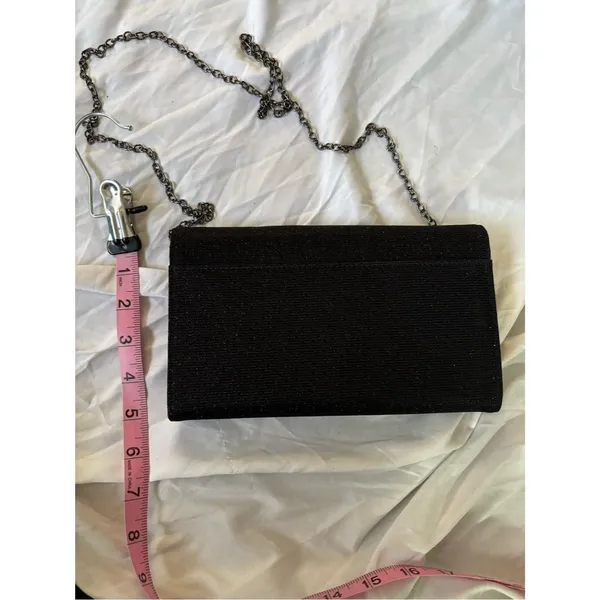 Perry White Black Glitter Metallic Chain Strap Evening Clutch Shoulder Bag NWT - Image 6