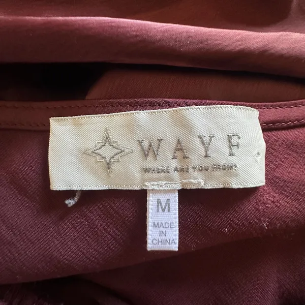 Wayf M burgundy slip dress long maxi lace trim V-neck Satin Ox Blood Women - Image 5