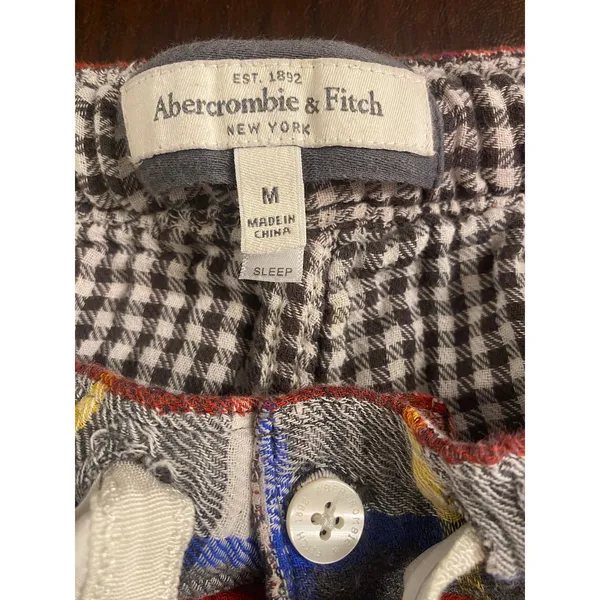 Abercrombie & Fitch Sleep Plaid Pajama Lounge Pants Red Multicolor Med Cozy - Image 3