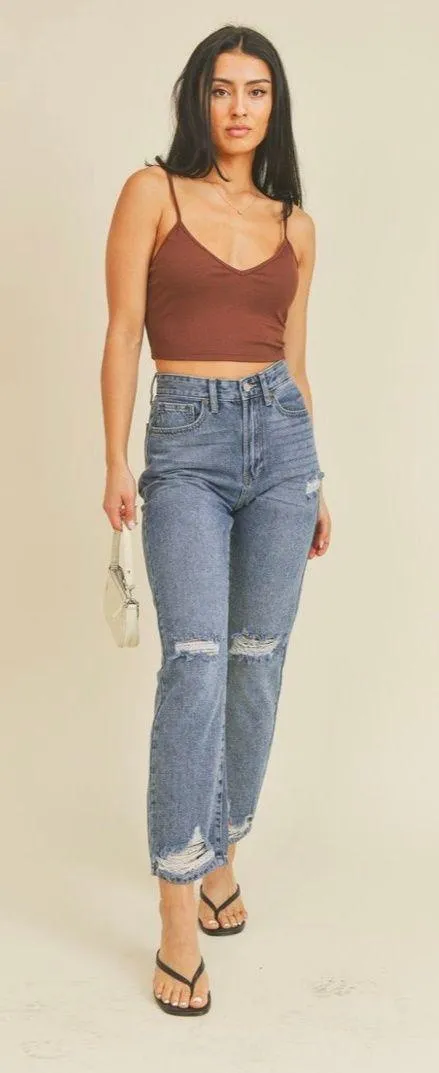 Just Black Denim High Riss Straight Leg Jeans - Image 2