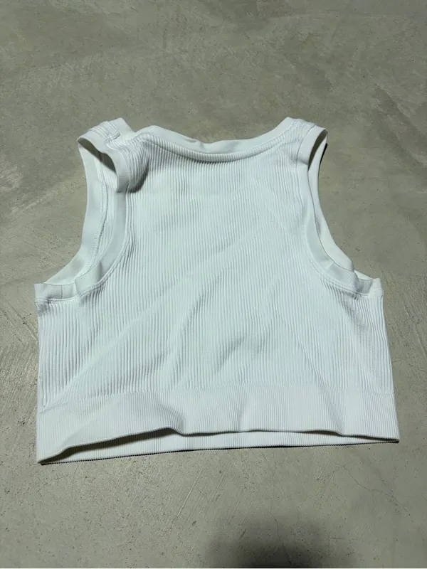 Aerie offline White Ribbed stretch medium support Crop Tank Top medium - Image 4