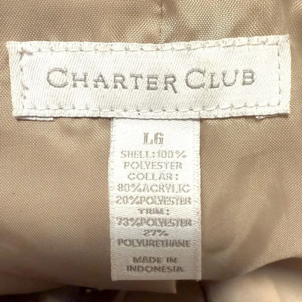 Charter Club Womens Beige‎ Quilted Barn Jacket Faux Leather Trim Size Large - Image 6